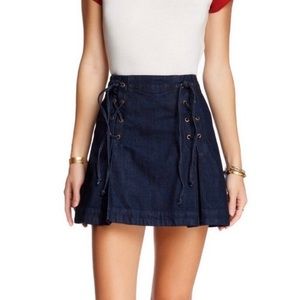 Free People Lace Up Denim Skirt Sz 4